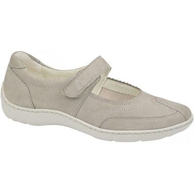 Waldlaufer Henni Women's Wide Fit Leather Touch Fastening Shoes - Beige