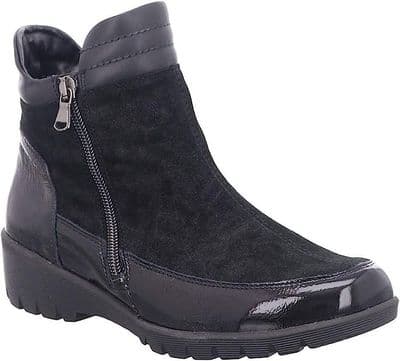 Waldlaufer Kamela Women's Wide Fit Leather Ankle Boots - Black