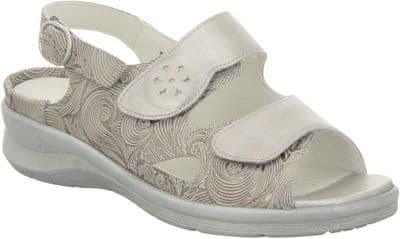 Waldlaufer Merle Women's Wide Fit Leather Velcro strap Sandals - Taupe