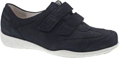 Waldlaufer Myriam Women's Wide Fit Leather Trainer Shoe - Marine