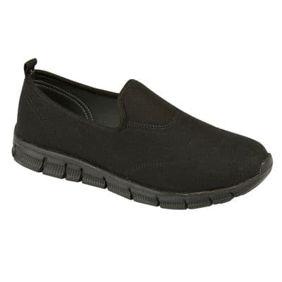 Women's Memory Foam Slip On Sports Trainers - Black