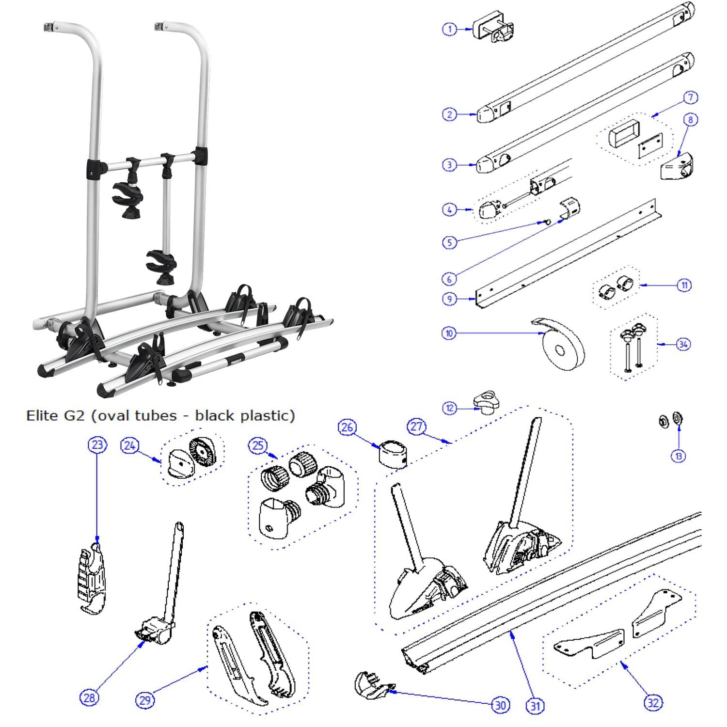 Genuine Thule Parts for Elite G2 Bike Carrier