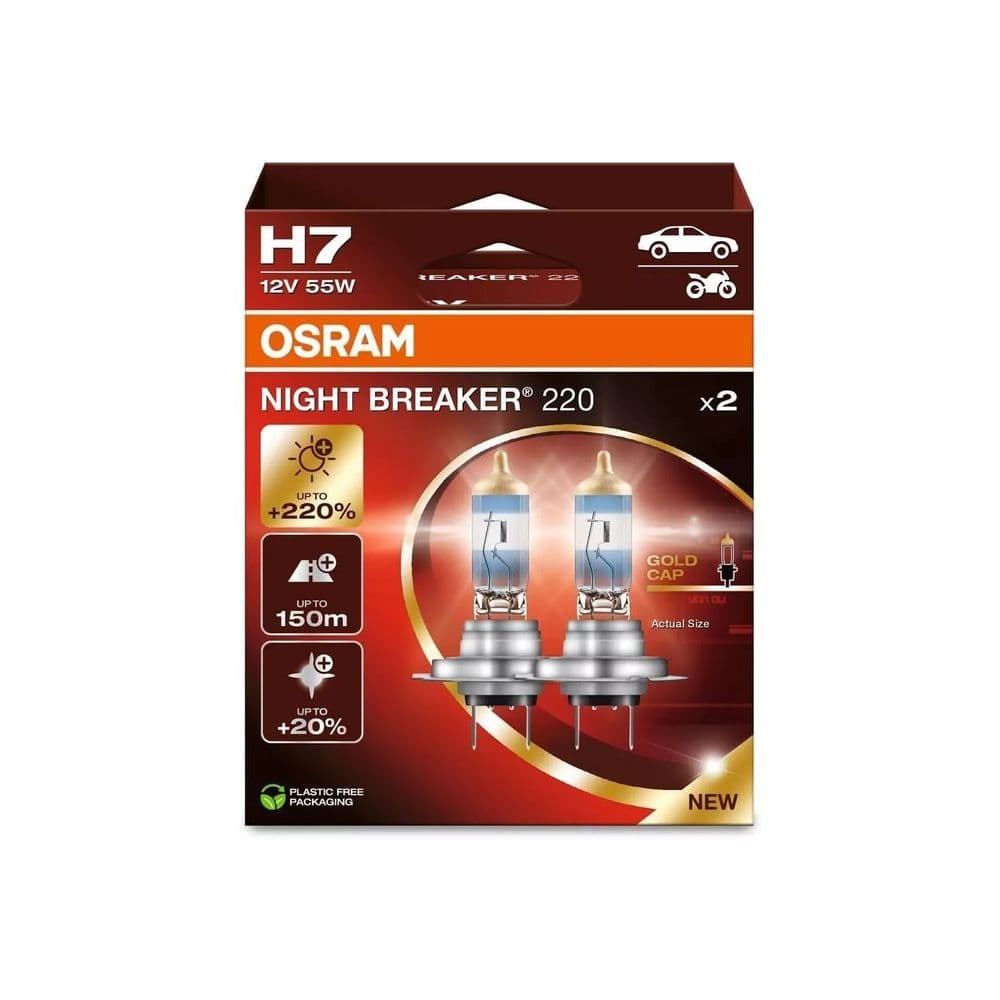 OSRAM NIGHT BREAKER 220 H7, Headlight Bulbs Uprated Performance Pair