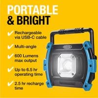 Ring LED Worklight Rechargeable 600 Lumen - with Integrated Powerbank