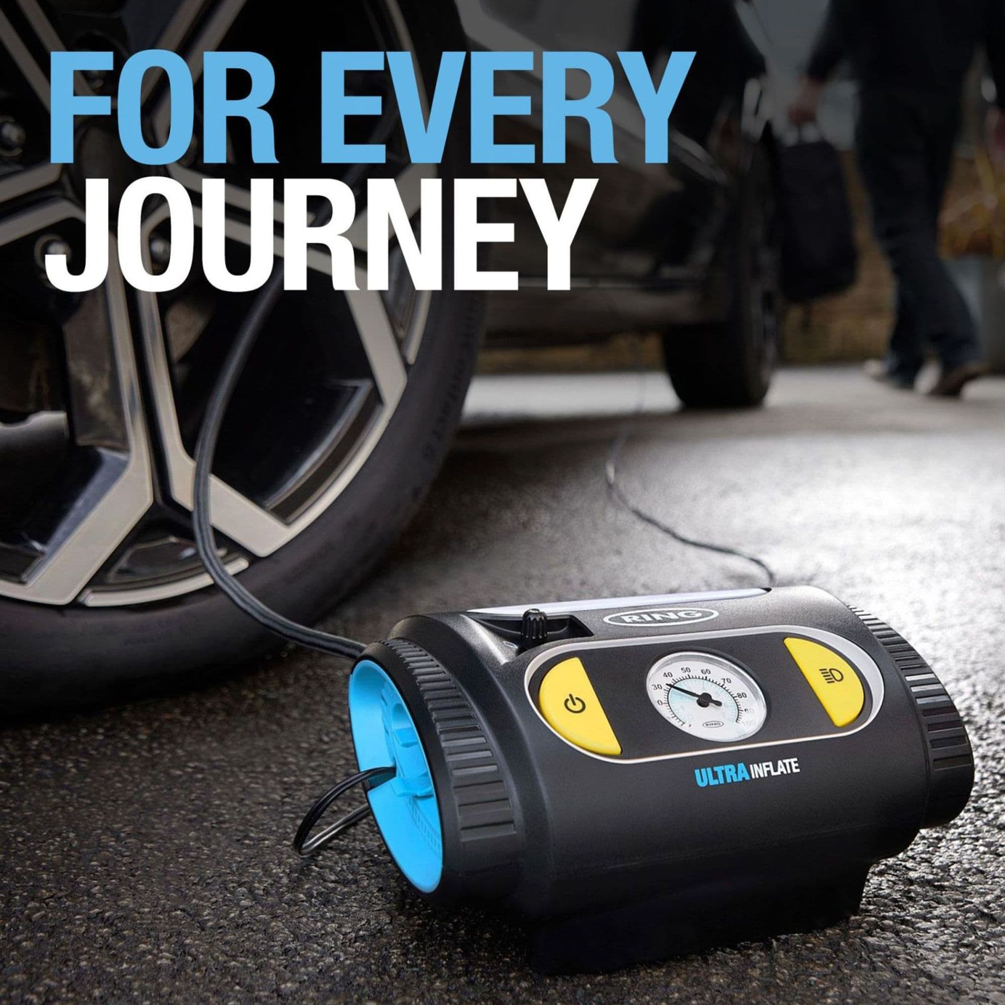 Ring Ultra Inflate 10 Tyre Inflator 12V with Analogue Gauge & Accessories