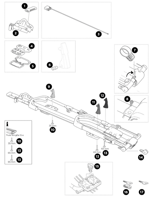 Thule 599 UpRide Bike Rack Spare Parts - Goode Leisure