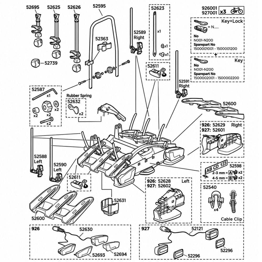 Thule 926021 VeloComapct 3 Bike Rack - Spare Parts