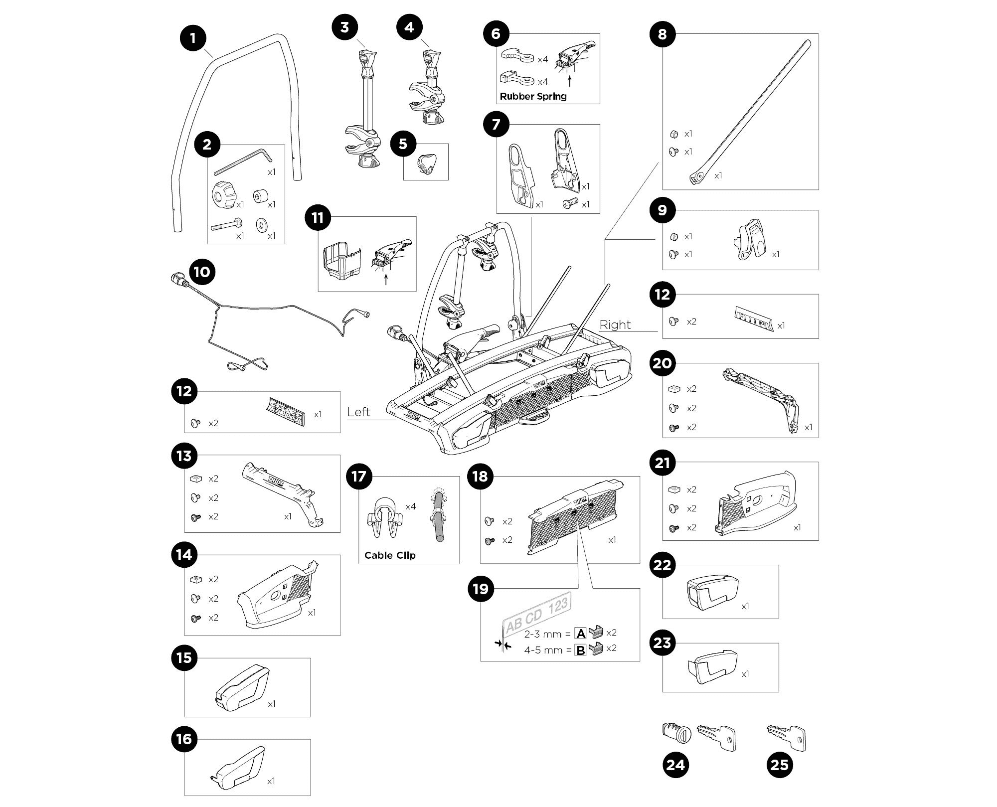 Thule 938 VeloSpace XT 2 Bike Rack - Spare Parts