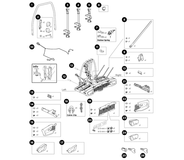 Thule 939 VeloSpace XT 3 Bike Rack Spare Parts