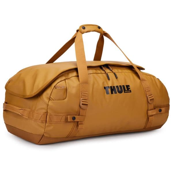Thule Chasm 70L Duffel Bag – Golden Brown | Recycled, Weather-Resistant Travel Duffel