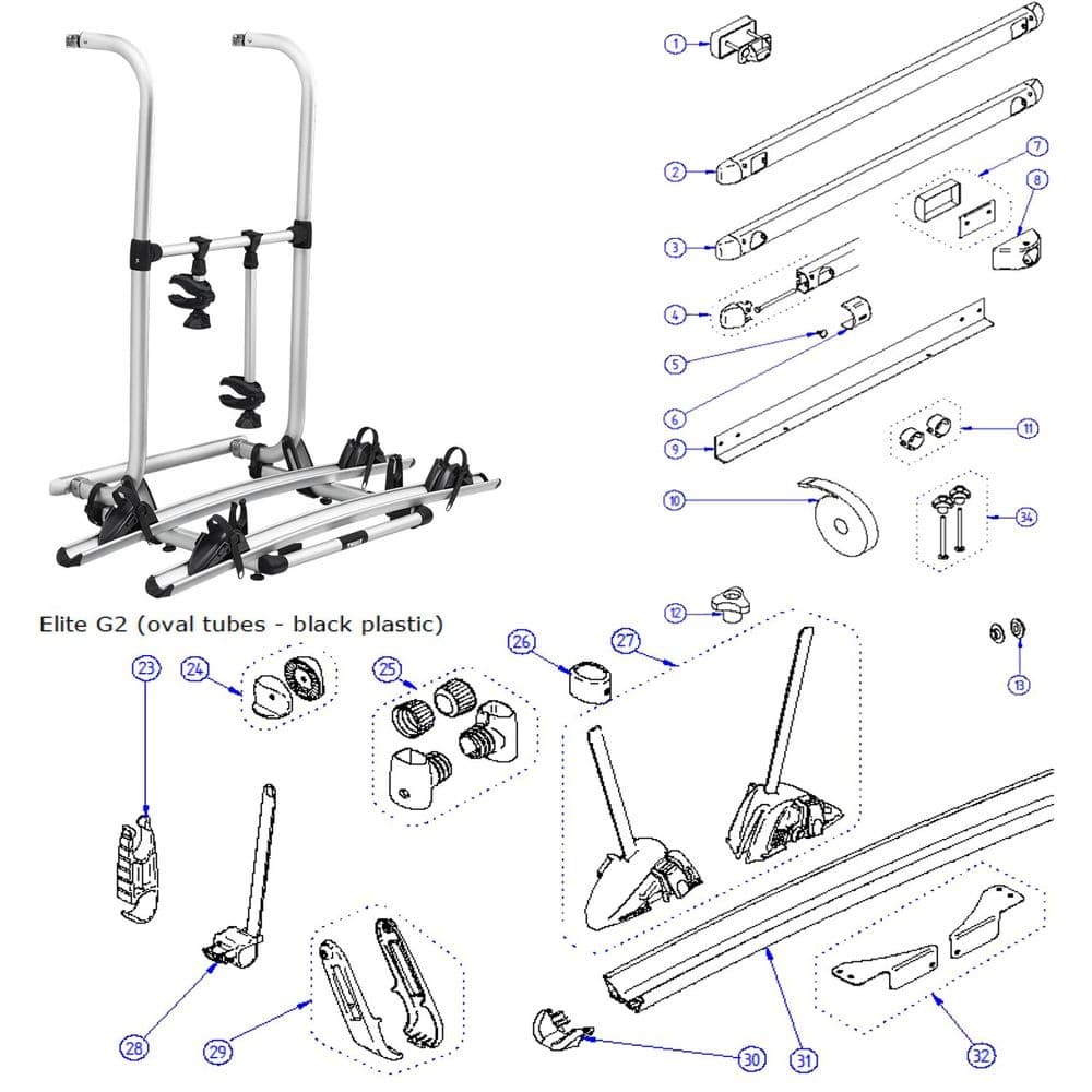 Thule Elite G2 Standard Bike Carrier - Spare Parts