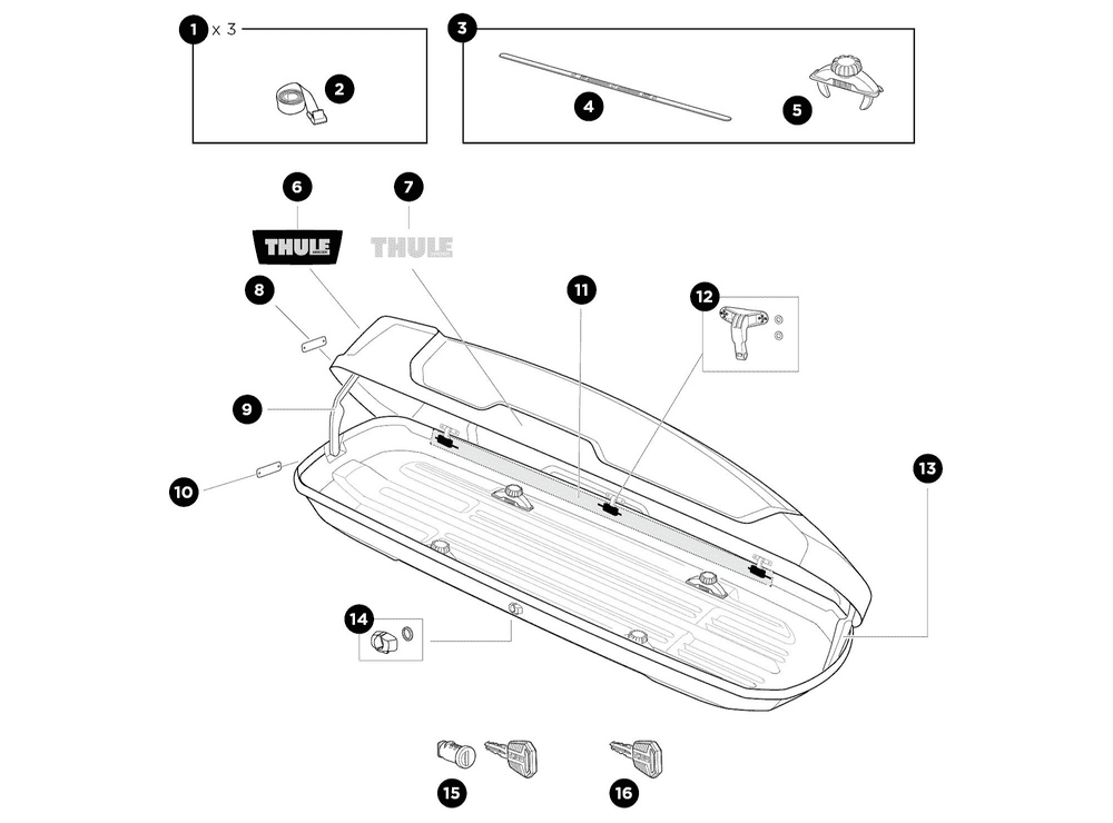 Thule Force XT Sport Roof Box Spare Parts