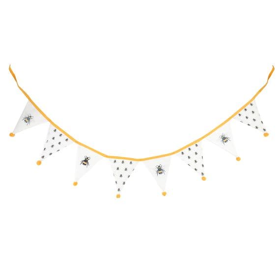 White Alternating Bee Print Fabric Bunting