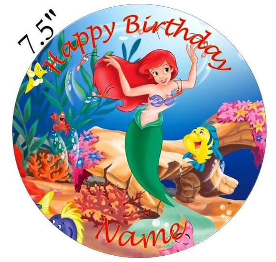 (Disney) Ariel Edible - Pre Cut Personalised Icing Topper