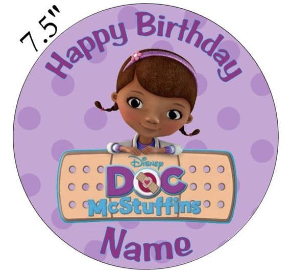 (Disney) Doc McStuffins Edible - Pre Cut Personalised Icing Topper