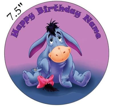 (Disney) Eeyore (Winnie The Poo) Edible - Pre Cut Personalised Icing Topper