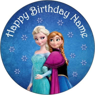 (Disney) Frozen Anna And Elsa Edible - Pre Cut Personalised Icing Topper EKM 1