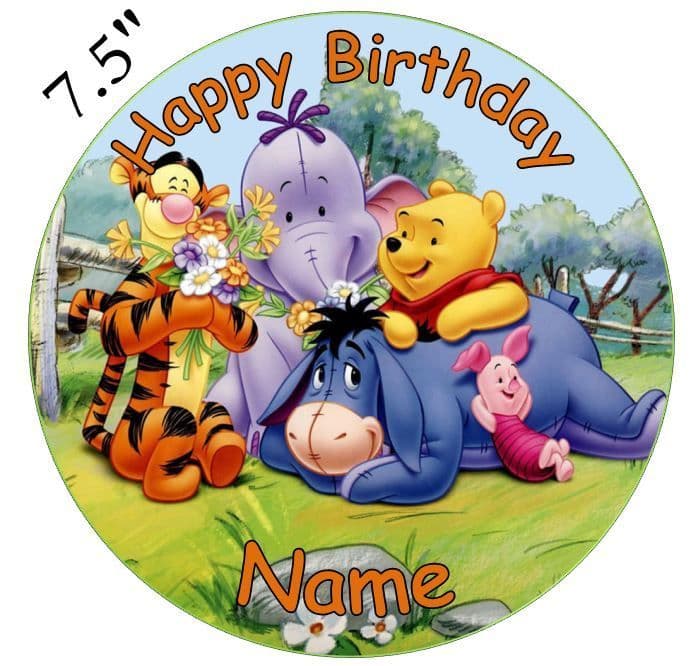 Disney Winnie The Pooh Edible Pre Cut Personalised Icing Topper