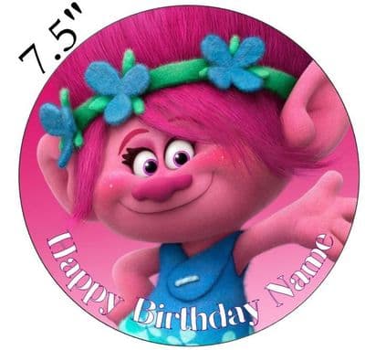(Dreamworks) Trolls (Poppy) Girl Edible - Pre Cut Personalised Icing Topper