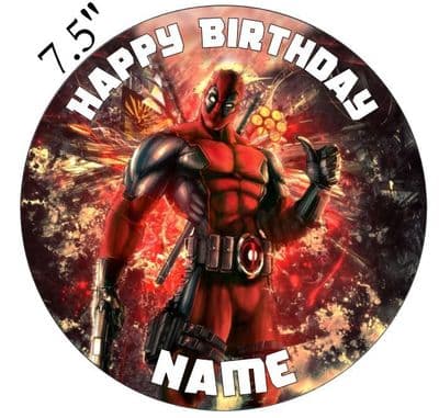 (Marvel) Deadpool Edible - Pre Cut Personalised Icing Topper