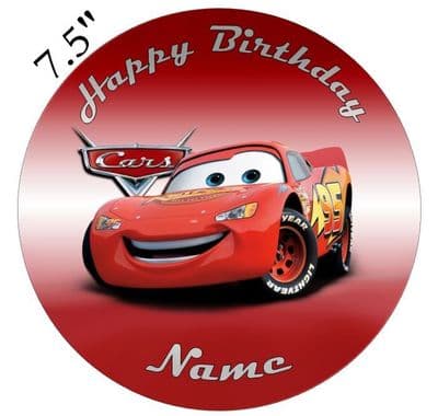 (Pixar) Cars Lightning McQueen Edible - Pre Cut Personalised Icing Topper