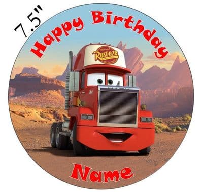 (Pixar) Cars Mack Truck Edible - Pre Cut Personalised Icing Topper