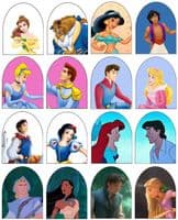 16 x Disney Prince and Princess Window Scenes for Castle Cakes Icing Sheet