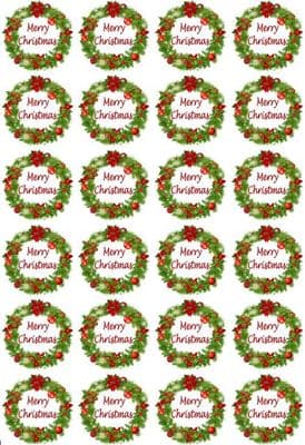 24 Christmas Toppers - Edible Icing Cupcake Toppers