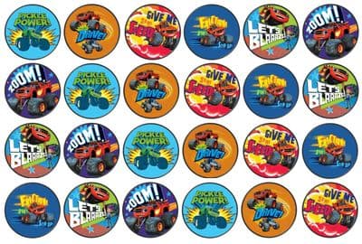 48 Blaze The Monster Machines Edible Rice Paper Toppers 3cm x 3cm