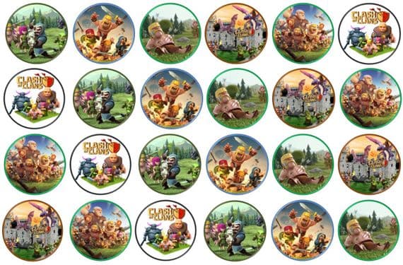 48 Clash Of Clans Edible Rice Paper Toppers 3cm x 3cm