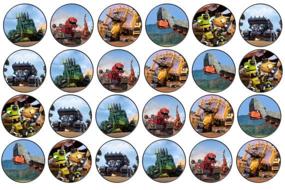 48 Dinotrux Edible Rice Paper Toppers 3cm x 3cm