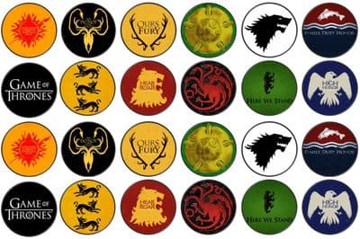 48 Game Of Thrones GOT Edible Rice Paper Toppers 3cm x 3cm