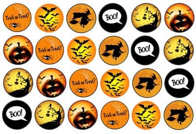48 Halloween 31th October Edible Rice Paper Toppers 3cm x 3cm