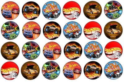 48 Hot Wheels Edible Rice Paper Toppers 3cm x 3cm
