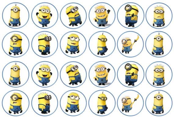 48 Minions Edible Rice Paper Toppers 3cm x 3cm