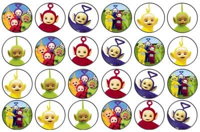 48 Teletubbies Edible Rice Paper Toppers 3cm x 3cm