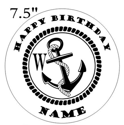 Adult Funny - W Anchor - Edible - Pre Cut Personalised Icing Topper