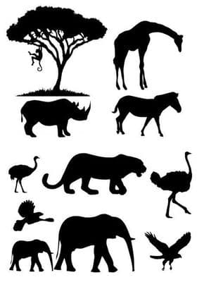 African Animal Silhouette Jungle Theme Cake Decor