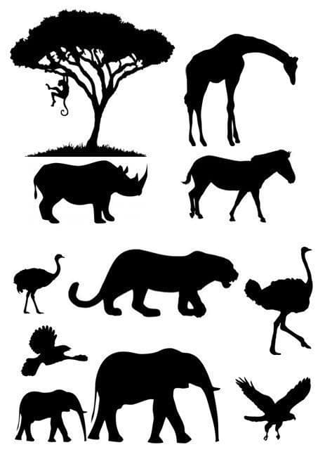 African Animal Silhouette Jungle Theme Cake Decor