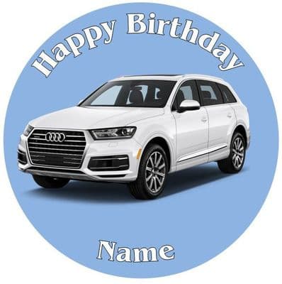 Audi Q7 Jeep White 2017 Model - Pre Cut Personalised Icing Topper - 3055