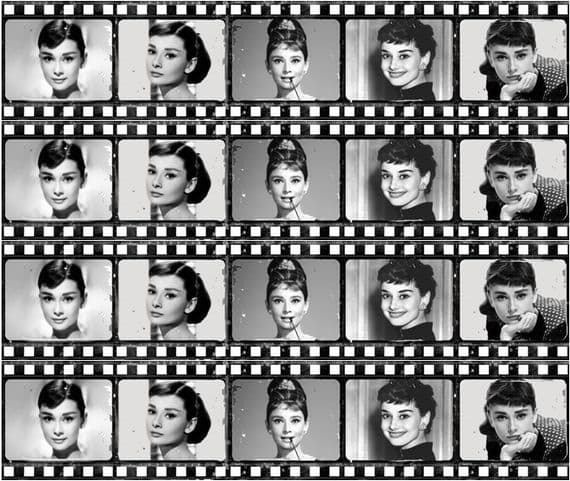 Audrey Hepburn (Film Strip)  Edible Icing Ribbon Cake Decoration