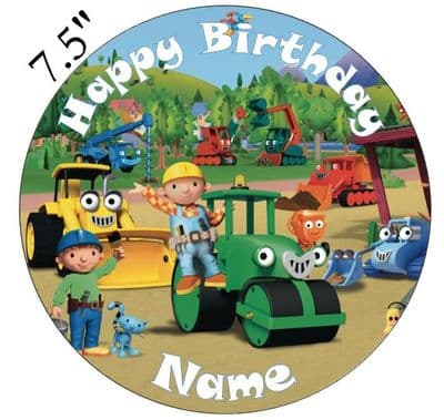 Bob The Builder Edible - Pre Cut Personalised Icing Topper