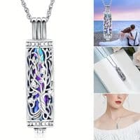 Cremation Jewelry Urn Necklace for Ashes Pendant with Hollow Vial Cylinder.