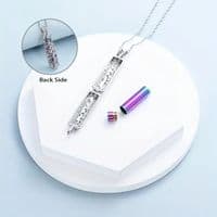 Cremation Jewelry Urn Necklace for Ashes Pendant with Hollow Vial Cylinder.