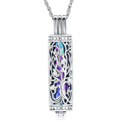 Cremation Jewelry Urn Necklace for Ashes Pendant with Hollow Vial Cylinder.