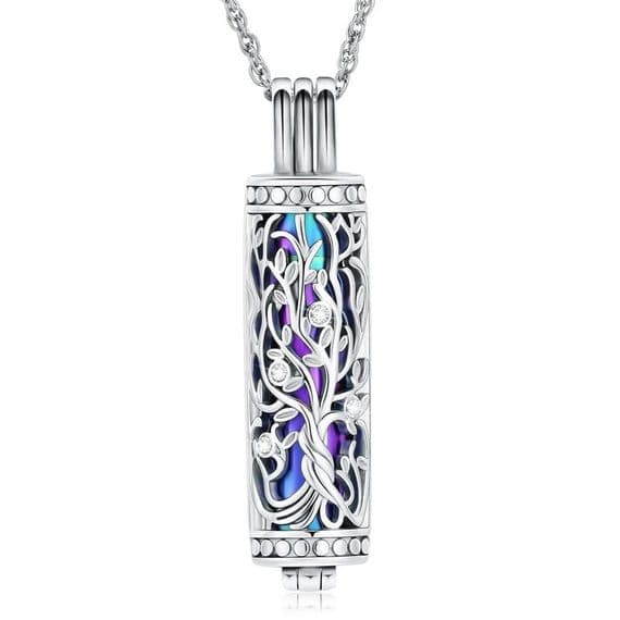 Cremation Jewelry Urn Necklace for Ashes Pendant with Hollow Vial Cylinder.