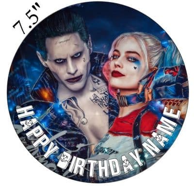 DC Comics (Suicide Squad) Harley Quinn and The Joker Edible - Pre Cut Personalised Icing Topper