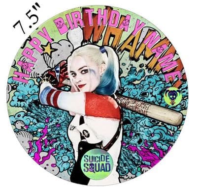 DC Comics (Suicide Squad) Harley Quinn Edible - Pre Cut Personalised Icing Topper