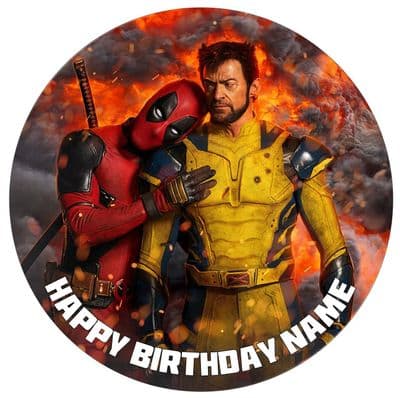 Deadpool & Wolverine Personalised Edible Icing Topper 7.5 inch Round/Square