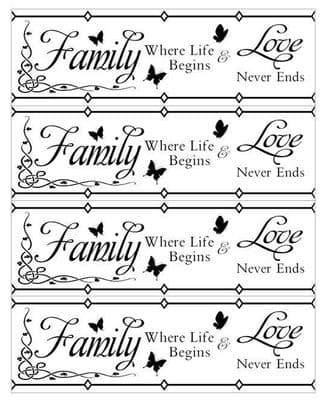 Family Where Life Begins Love Never Ends Quote Edible Icing Ribbon For Cakes